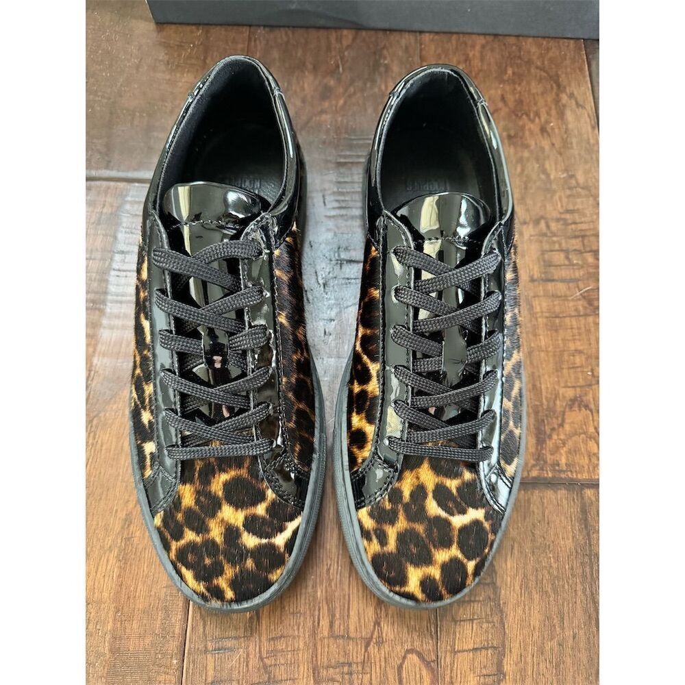 The Kooples Unisex Leo Poulain Leather Leopard Sneakers Size 9-9.5 Mob Wife - Picture 2 of 11
